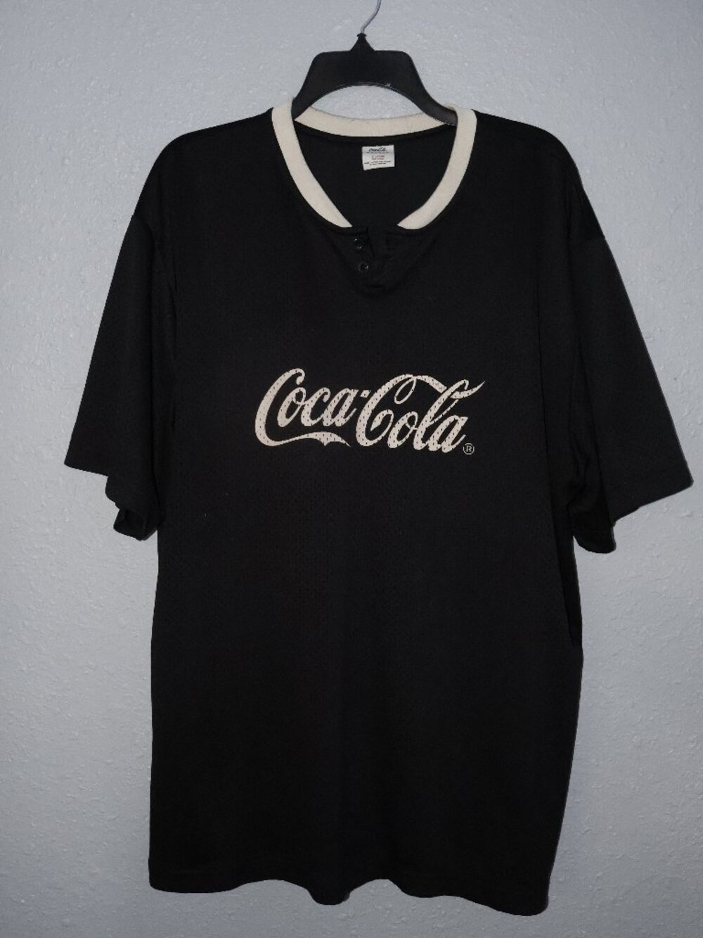 PacSun Coca-Cola Black Henley Baseball Jersey Shirt XL